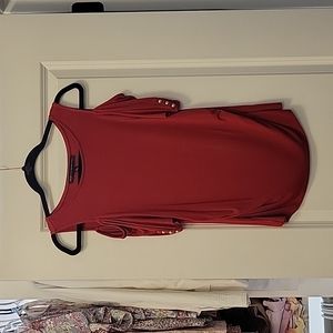 WHBM deep red cold shoulder ruched top